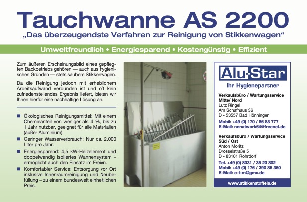 Datenblatt Alu-Star Stikkenwagen-Reinigungsanlage