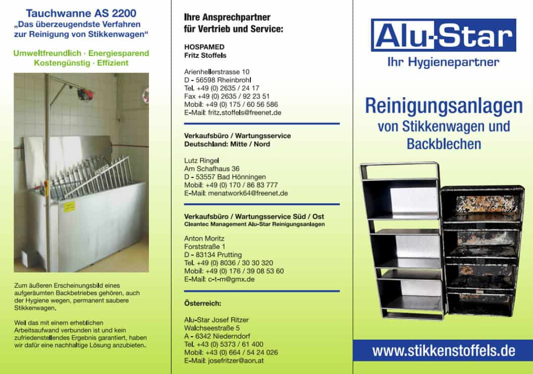 Flyer Reinigungsanlagen von Stikkenwagen und Backblechen